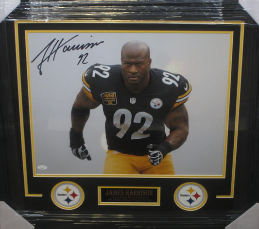 Pittsburgh Steelers James Harrison Signed 16x20 Smoke Entrance Photo Framed & Matted with JSA COA