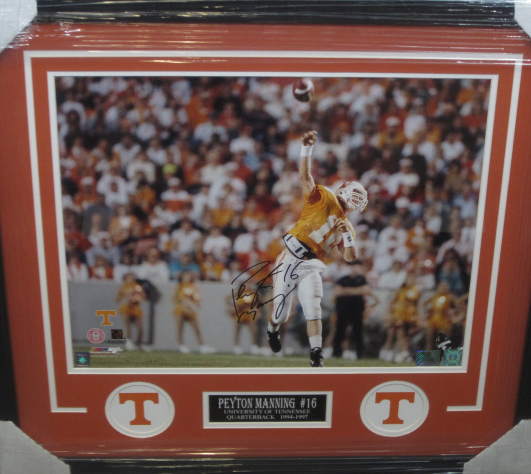 University of Tennessee Volunteers Peyton Manning Signed 16x20 Photo Framed & Matted with Player Hologram COA