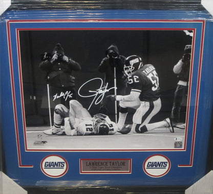 New York Giants Lawrence Taylor Hand Signed Autographed 16x20 Photo Custom Framed & Matted with BECKETT COA