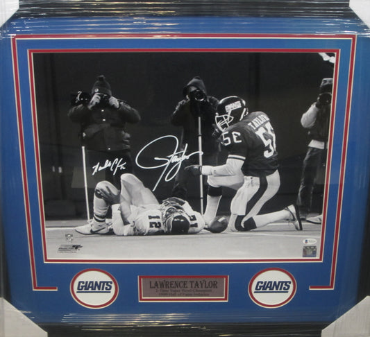 New York Giants Lawrence Taylor Hand Signed Autographed 16x20 Photo Custom Framed & Matted with BECKETT COA