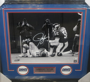 New York Giants Lawrence Taylor SIGNED Framed Matted 16x20 Photo With BECKETT COA
