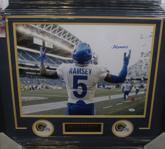 Los Angeles Rams Jalen Ramsey Hand Signed Autographed 16x20 Photo Custom Framed & Matted with JSA COA