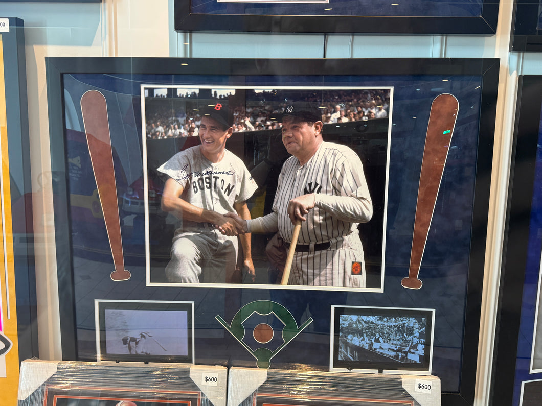Boston Red Sox Ted Williams Hand Signed Autographed Photo Custom Framed COA