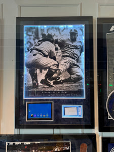 Brooklyn Dodgers Jackie Robinson Custom Framed Photo with signed Cut by Jackie Robinson LED and Video Highlights