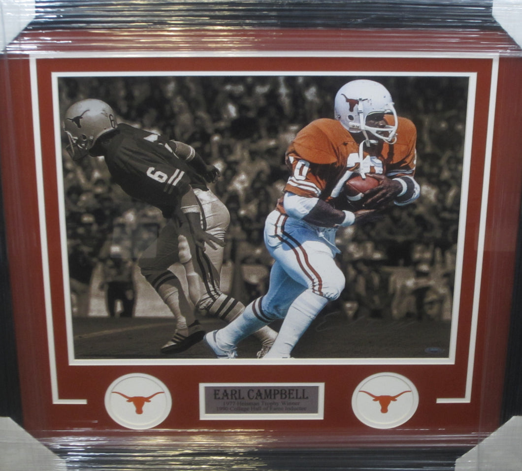 Texas Longhorns Earl Campbell Signed 16x20 Photo Framed & Matted with TRISTAR COA