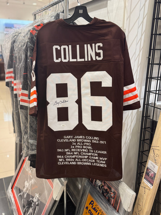 Cleveland Browns Gary Collins Hand Signed Autographed Custom STAT Jersey JSA COA
