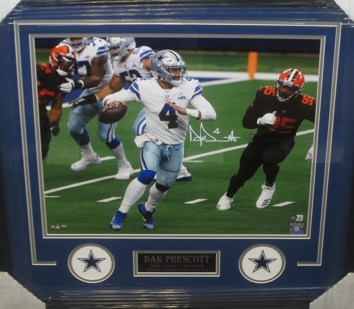 Dallas Cowboys Dak Prescott Hand Signed Autographed 16x20 Photo Custom Framed & Matted with BECKETT COA