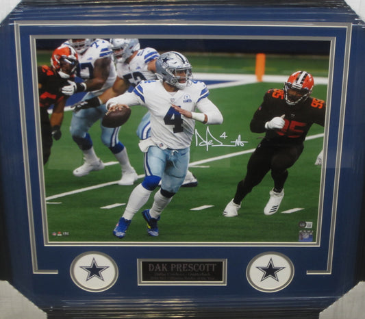Dallas Cowboys Dak Prescott Hand Signed Autographed 16x20 Photo Custom Framed & Matted with BECKETT COA