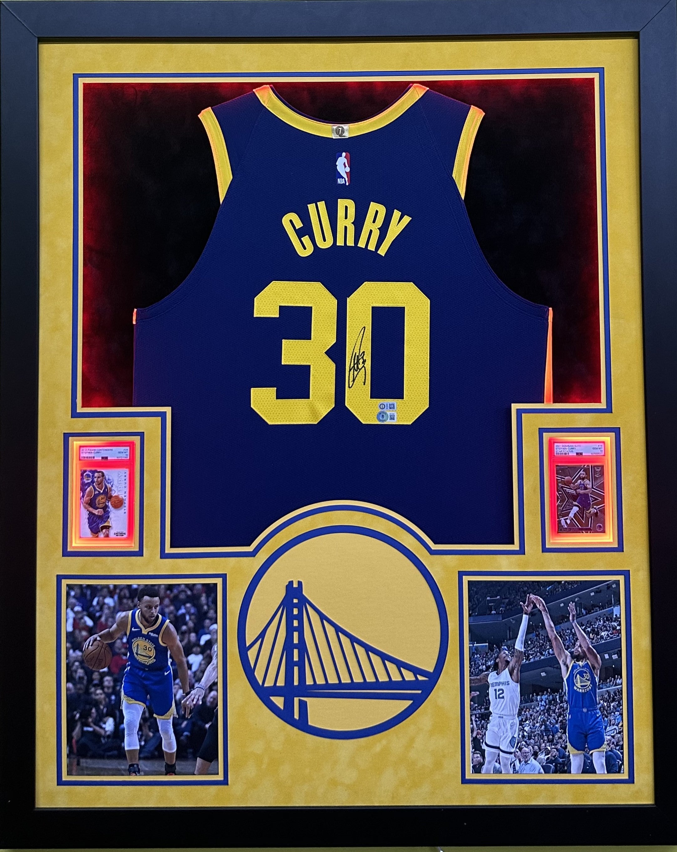 Golden State Warriors Stephen Curry Hand Signed Autographed Authentic Prime Time Sports Framing