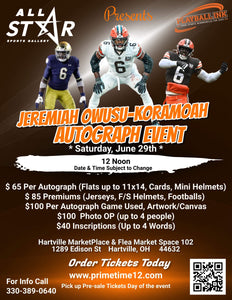 Jeremiah Owusu-Koramoah Pre-Sale ticket for autograph signing on Canvas, Artwork, or Game Used Item