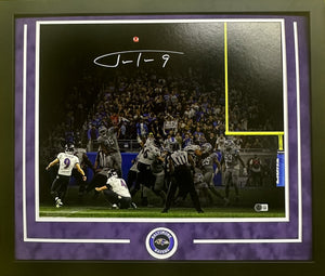 Baltimore Ravens Justin Tucker Hand Signed Autographed 16x20 Photo Custom Framed & Suede Matted with Beckett COA