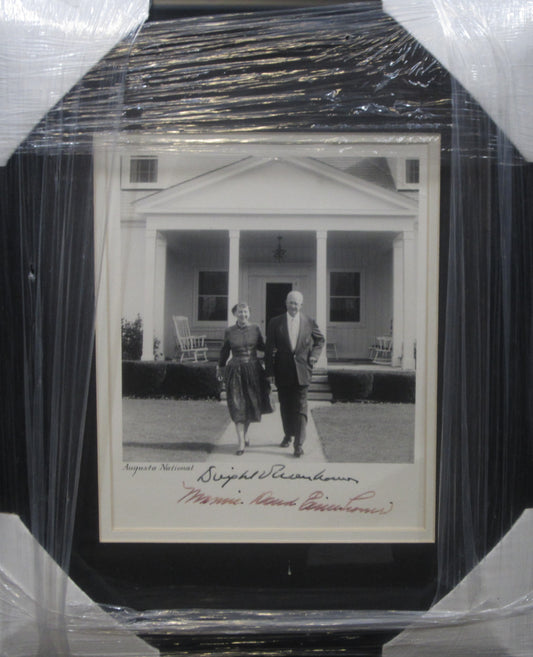 United States 34th President Dwight Eisenhower & First Lady Mamie Eisenhower Dual Hand Signed Autographed 8x10 Photo Framed & Matted with JSA Full Letter COA