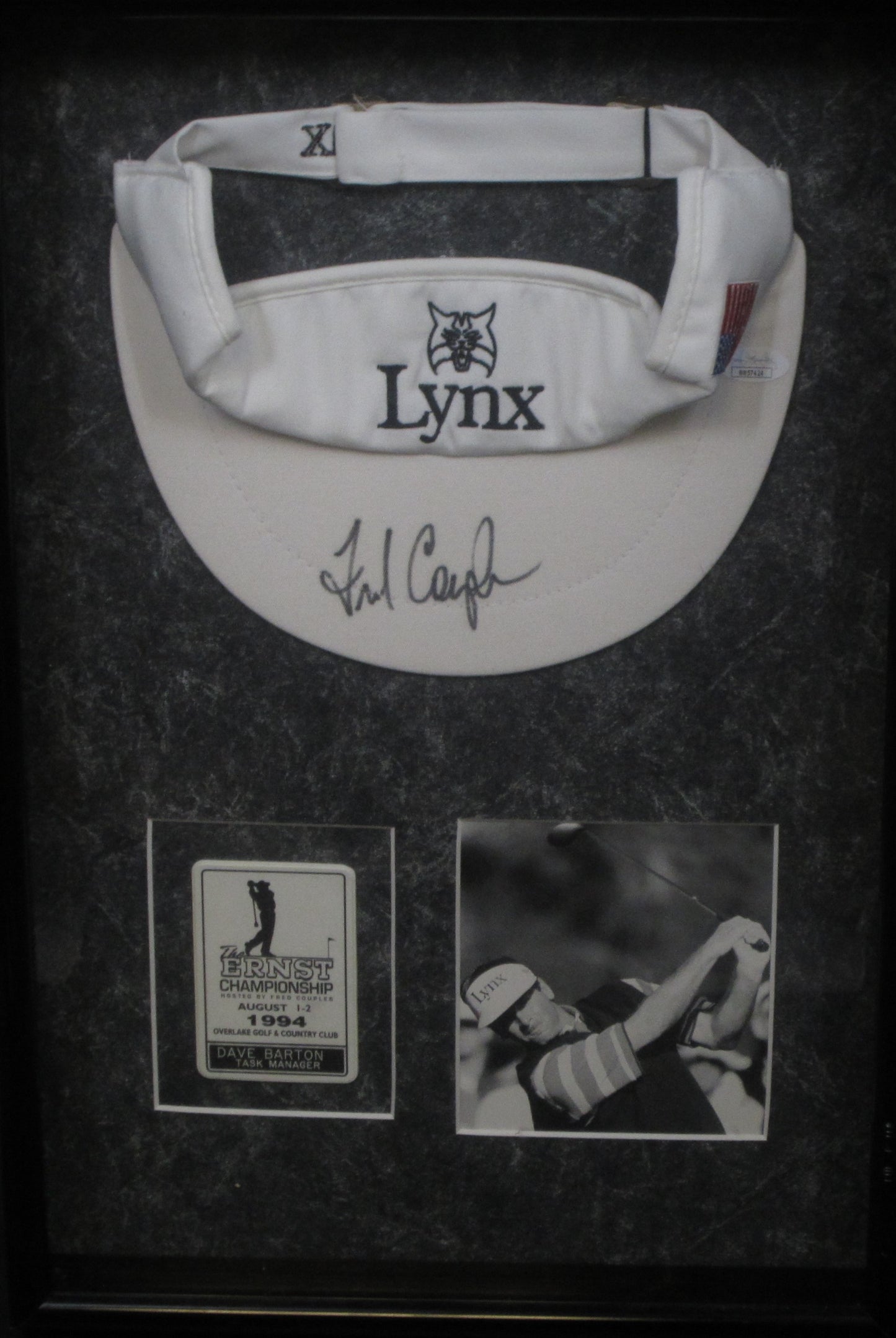 American Golfer Fred Couples Signed Golf Visor Framed & Matted with JSA COA