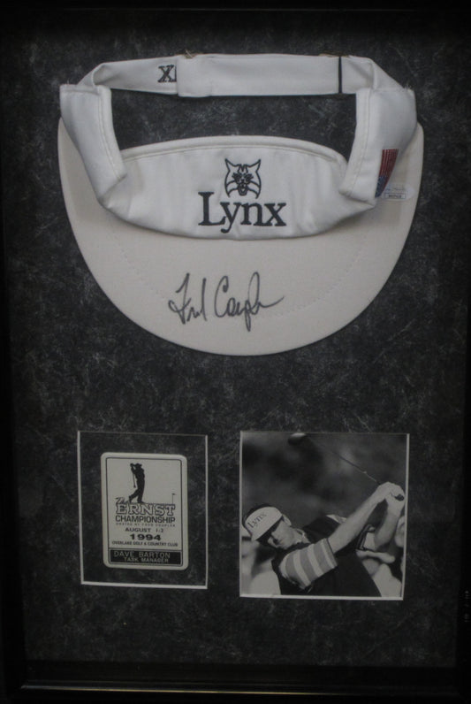 American Golfer Fred Couples Signed Golf Visor Framed & Matted with JSA COA
