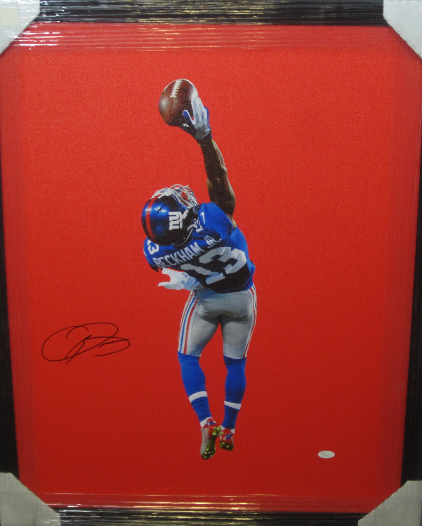 New York Giants Odell Beckham Jr. Hand Signed Autographed Canvas Custom Framed & Matted with JSA COA