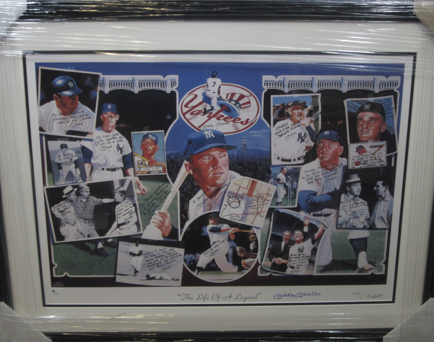New York Yankees Mickey Mantle Hand Signed Autographed Limited Edition "The Life of a Legend" Collage Print Custom Framed & Matted with Full Letter COA