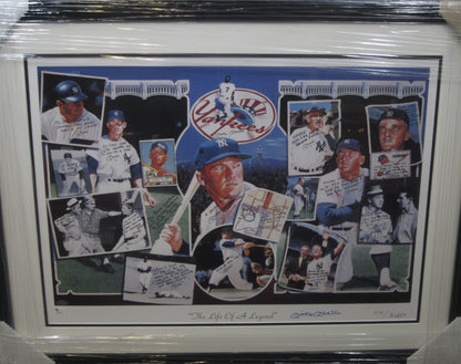 New York Yankees Mickey Mantle Hand Signed Autographed Limited Edition "The Life of a Legend" Collage Print Custom Framed & Matted with Full Letter COA