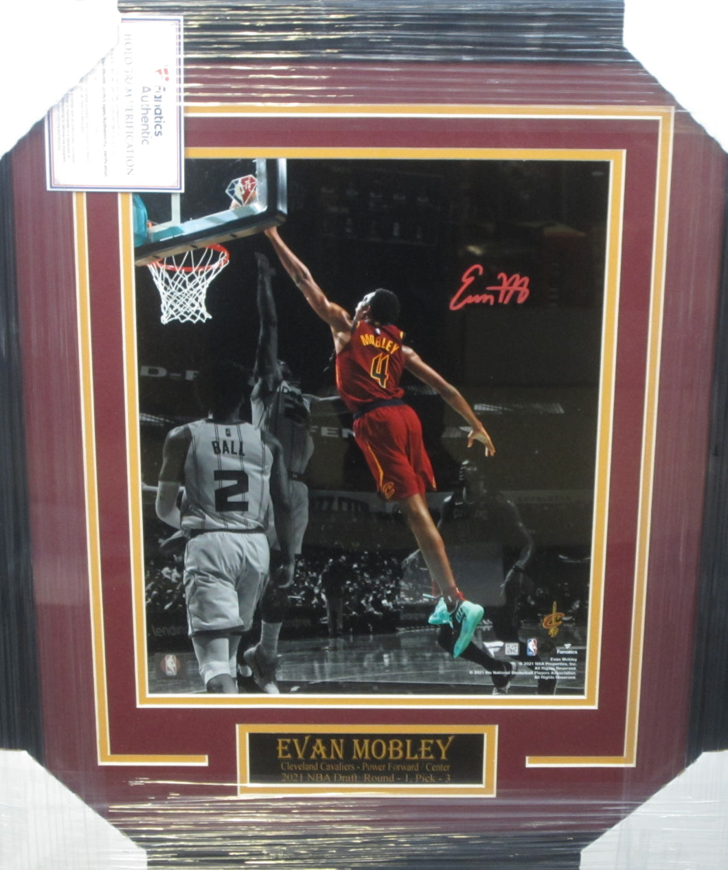 Cleveland Cavaliers Evan Mobley Signed 11x14 Photo Framed & Matted with FANATICS Authentic COA