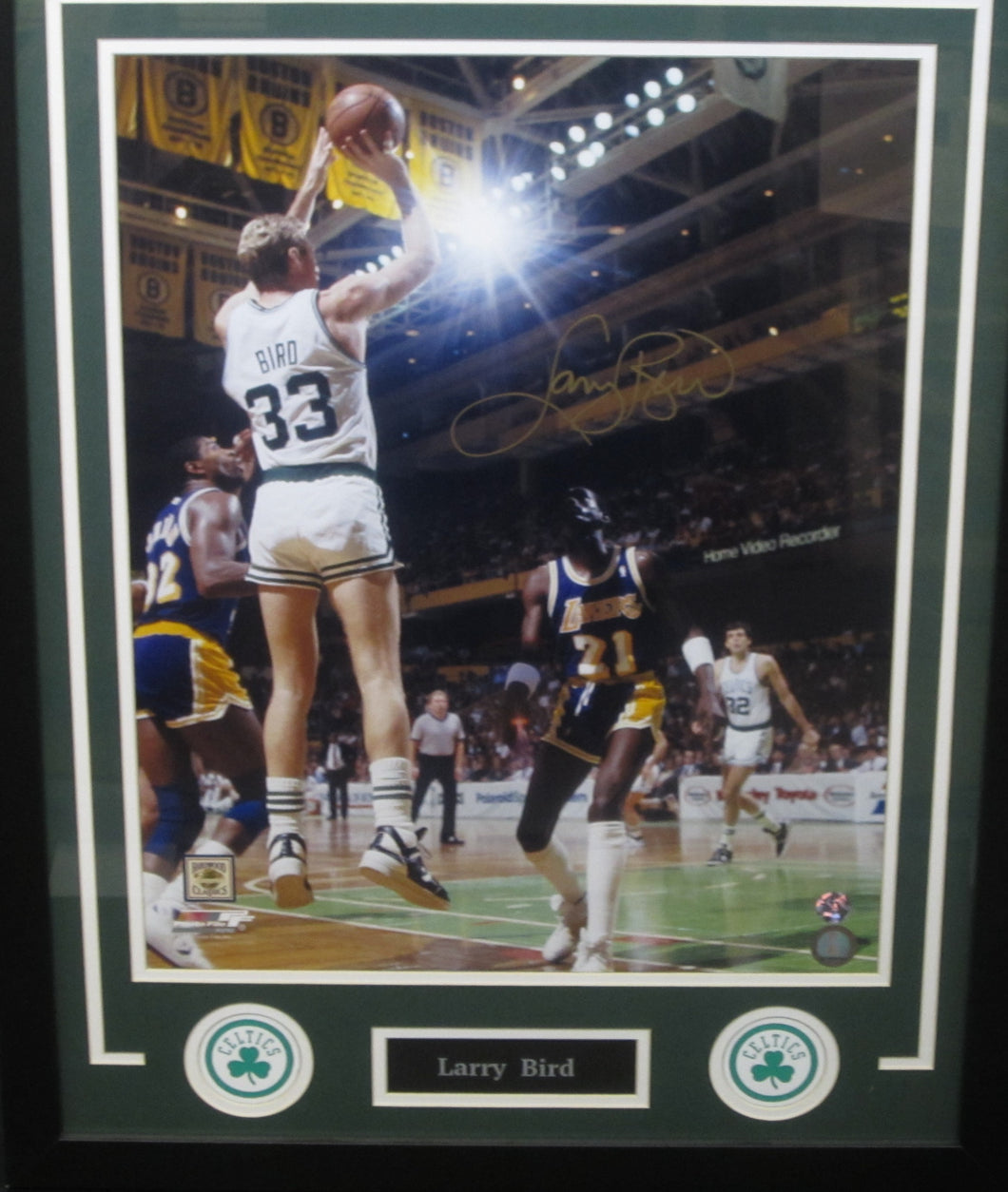 Boston Celtics Larry Bird Signed 16x20 Photo Framed & Matted with PLAYER COA