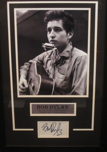American Singer-Song Writer Bob Dylan Hand Signed Autographed Slab Cut with 8x10 Photo Framed & Matted with P.A.A.S Full Letter COA