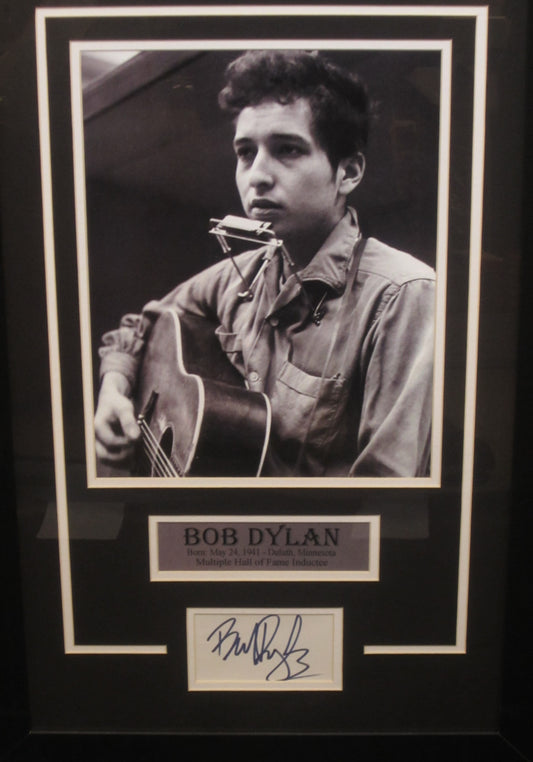 American Singer-Song Writer Bob Dylan Hand Signed Autographed Slab Cut with 8x10 Photo Framed & Matted with P.A.A.S Full Letter COA