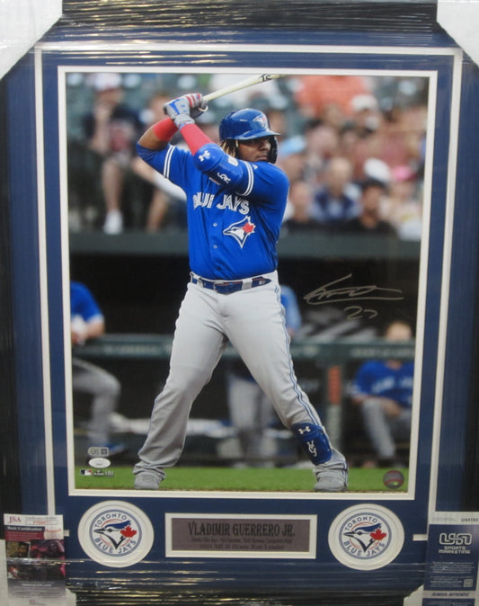 Toronto Blue Jays Vladimir Guerrero Jr. Hand Signed Autographed 16x20 Photo Custom Framed & Matted with JSA COA