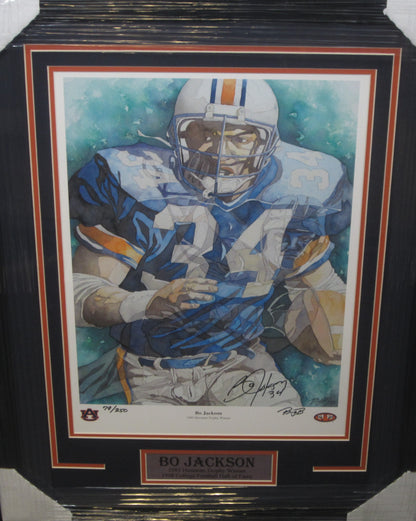 Auburn University Tigers Bo Jackson Hand Signed Autographed 16x20 Lithograph Photo with Big B Inscription Framed & Matted with JSA COA