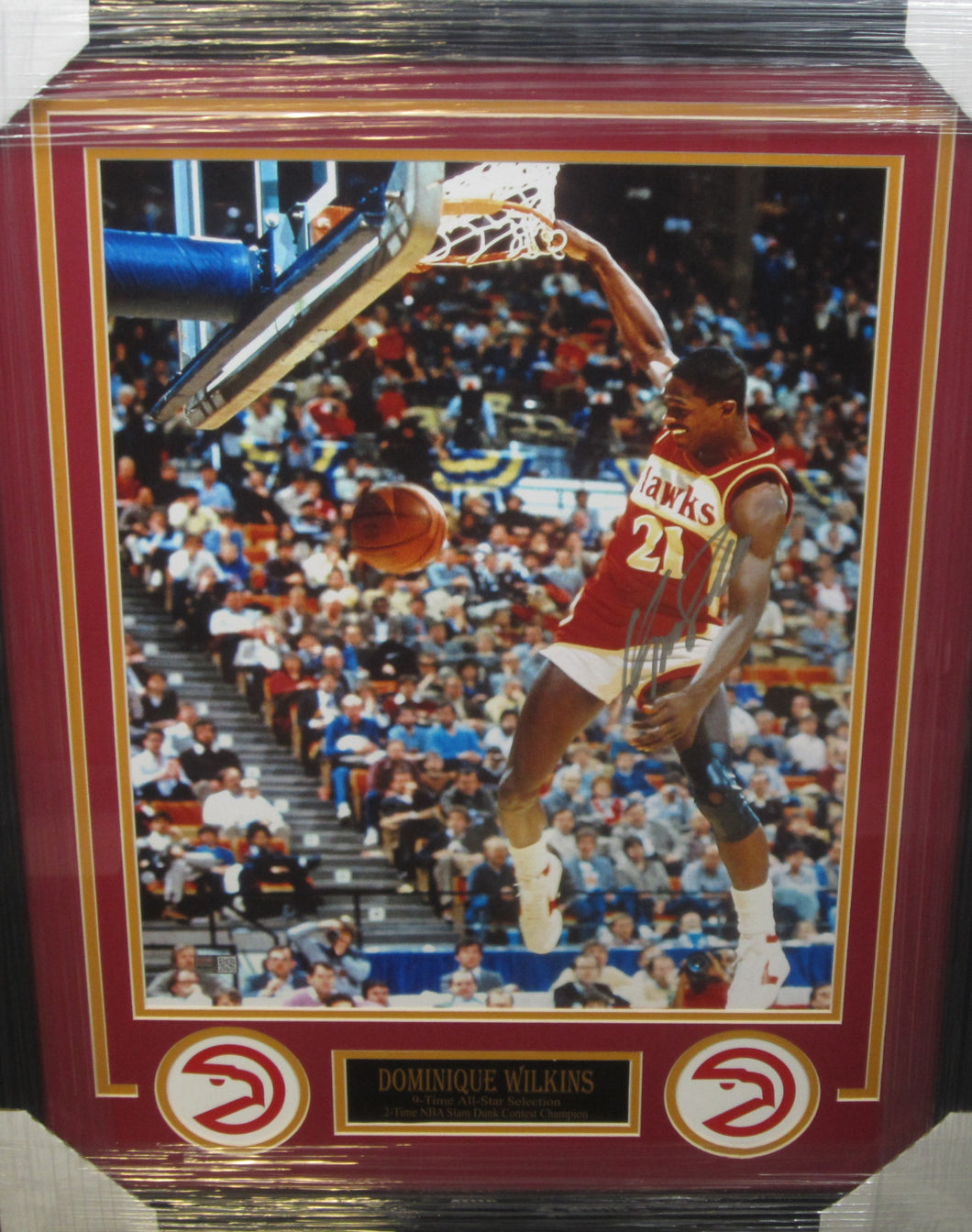 Atlanta Hawks Dominique Wilkins Signed 16x20 Photo Framed & Matted with TRISTAR COA