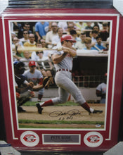 Load image into Gallery viewer, Cincinnati Reds Pete Rose Signed 16x20 Photo with 63 ROY Inscription Framed &amp; Matted with PSA COA