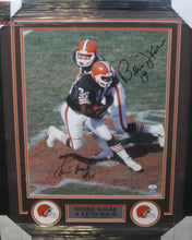 Load image into Gallery viewer, Cleveland Browns Bernie Kosar &amp; Kevin Mack Dual Signed 16x20 Photo Framed &amp; Matted with SGC COA