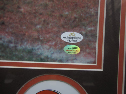 Cleveland Browns Bernie Kosar & Kevin Mack Dual Hand Signed Autographed 16x20 Photo Framed & Matted with SGC COA