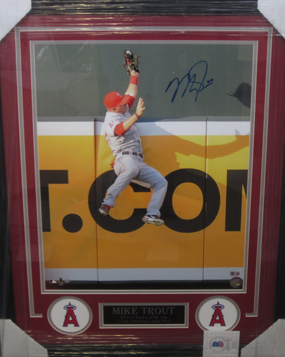 Los Angeles Angels Mike Trout Hand Signed Autographed 16x20 Photo Custom Framed & Matted with BECKETT COA