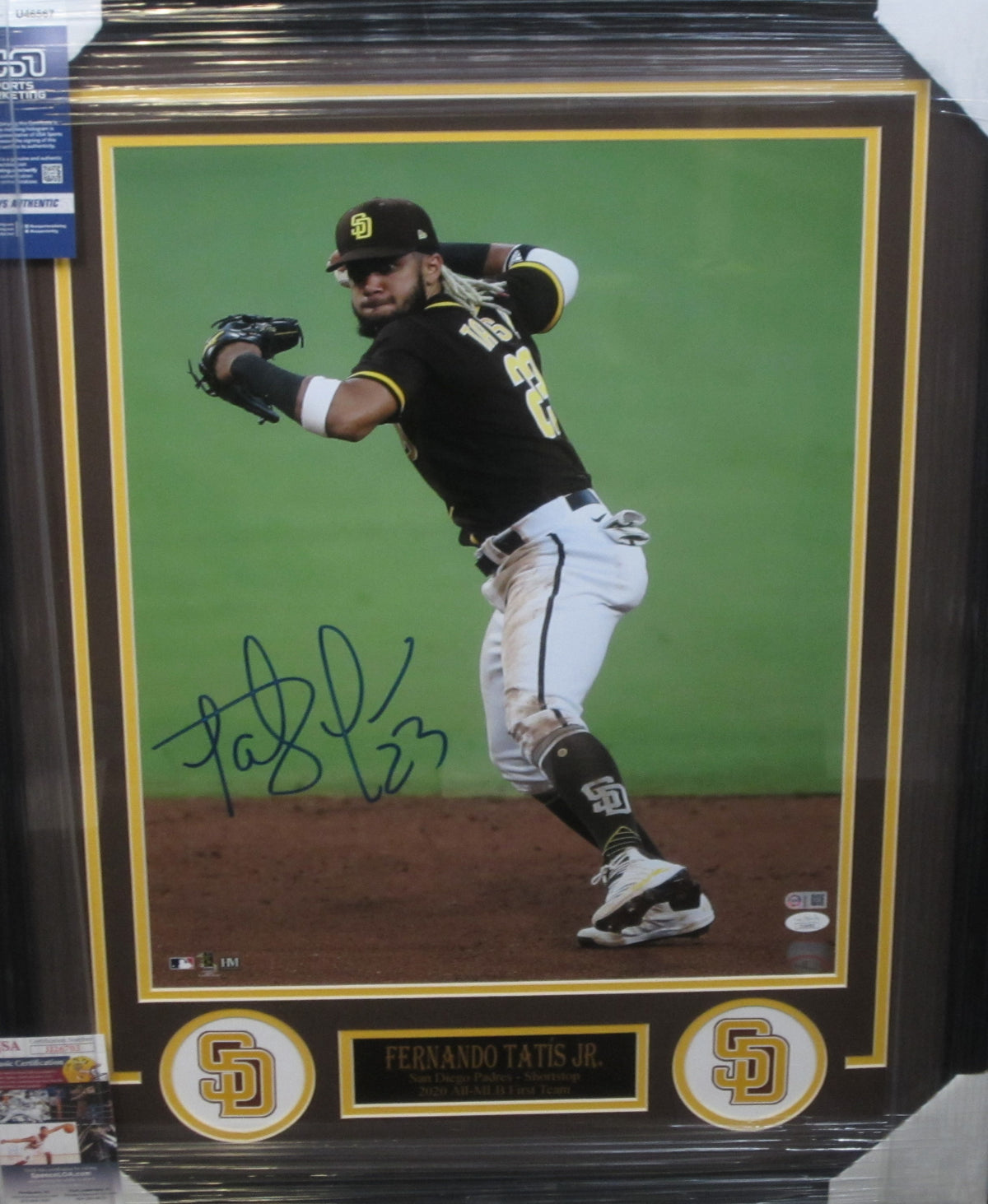 San Diego Padres Fernando Tatis Jr. Hand Signed Autographed 16x20 Photo Custom Framed & Matted with JSA COA