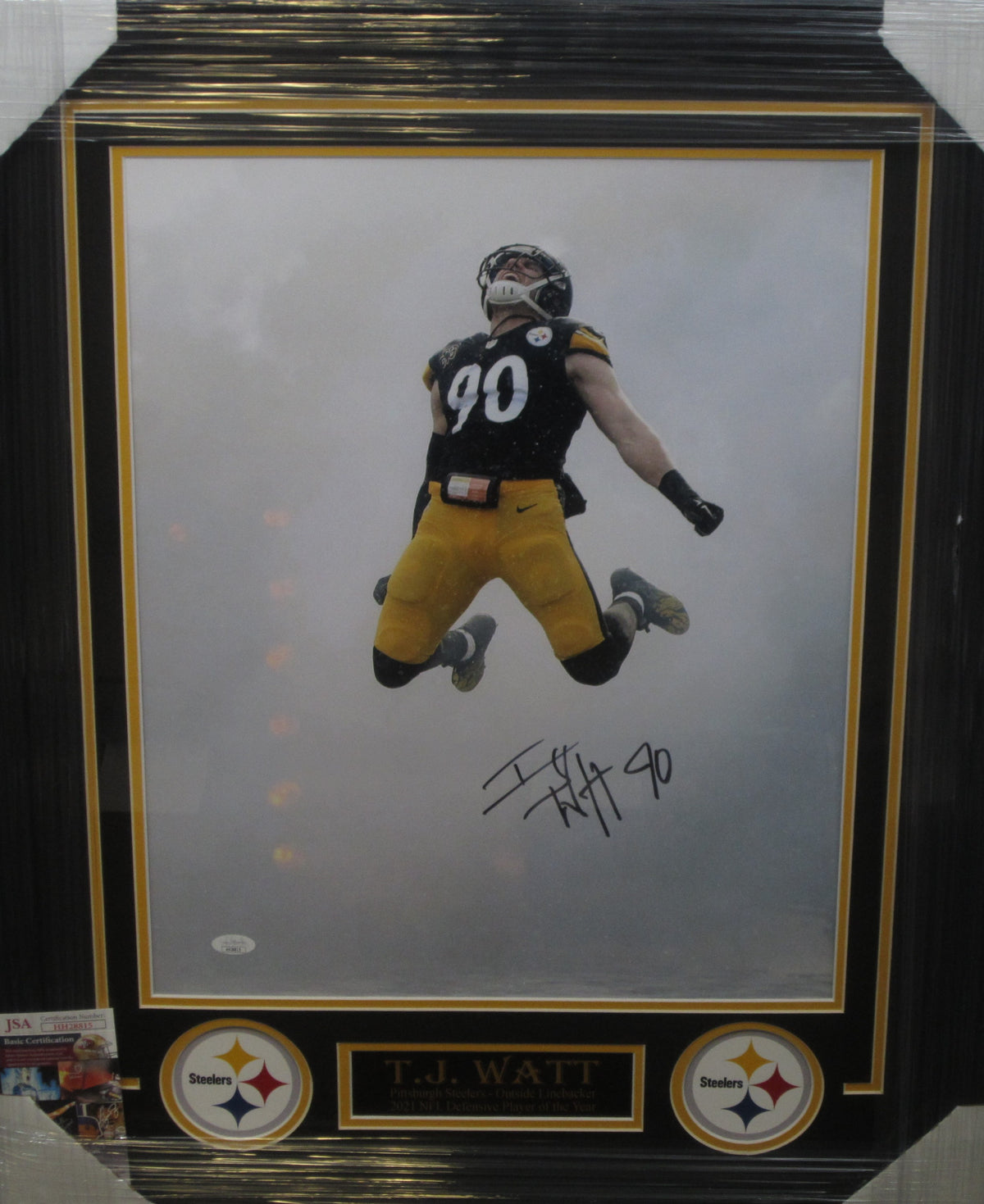 Pittsburgh Steelers T.J. Watt Signed 16x20 Photo Framed & Matted with JSA COA TJ