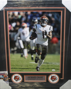 Cincinnati Bengals Ja'Marr Chase Signed 16x20 Photo Framed & Matted with JSA COA