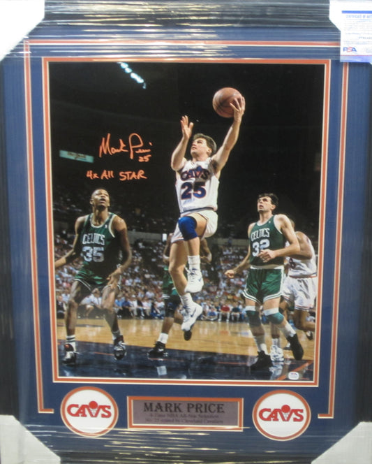 Cleveland Cavaliers Mark Price Hand Signed Autographed 16x20 Photo with 5X ALL STAR Inscription Custom Framed & Matted with PSA COA
