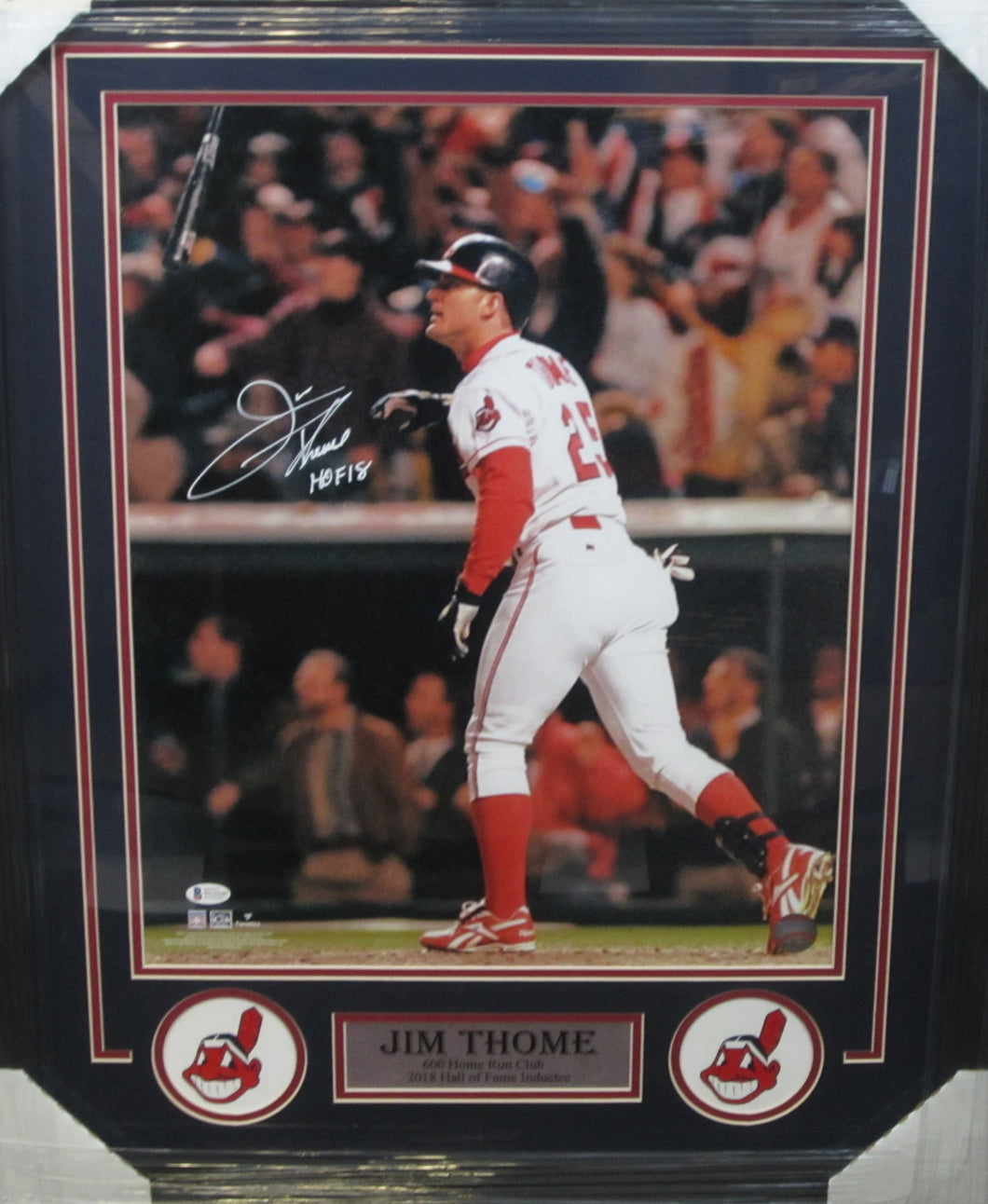 Cleveland Indians Jim Thome Signed 16x20 Photo with HOF 18 Inscription Framed & Matted with BECKETT COA