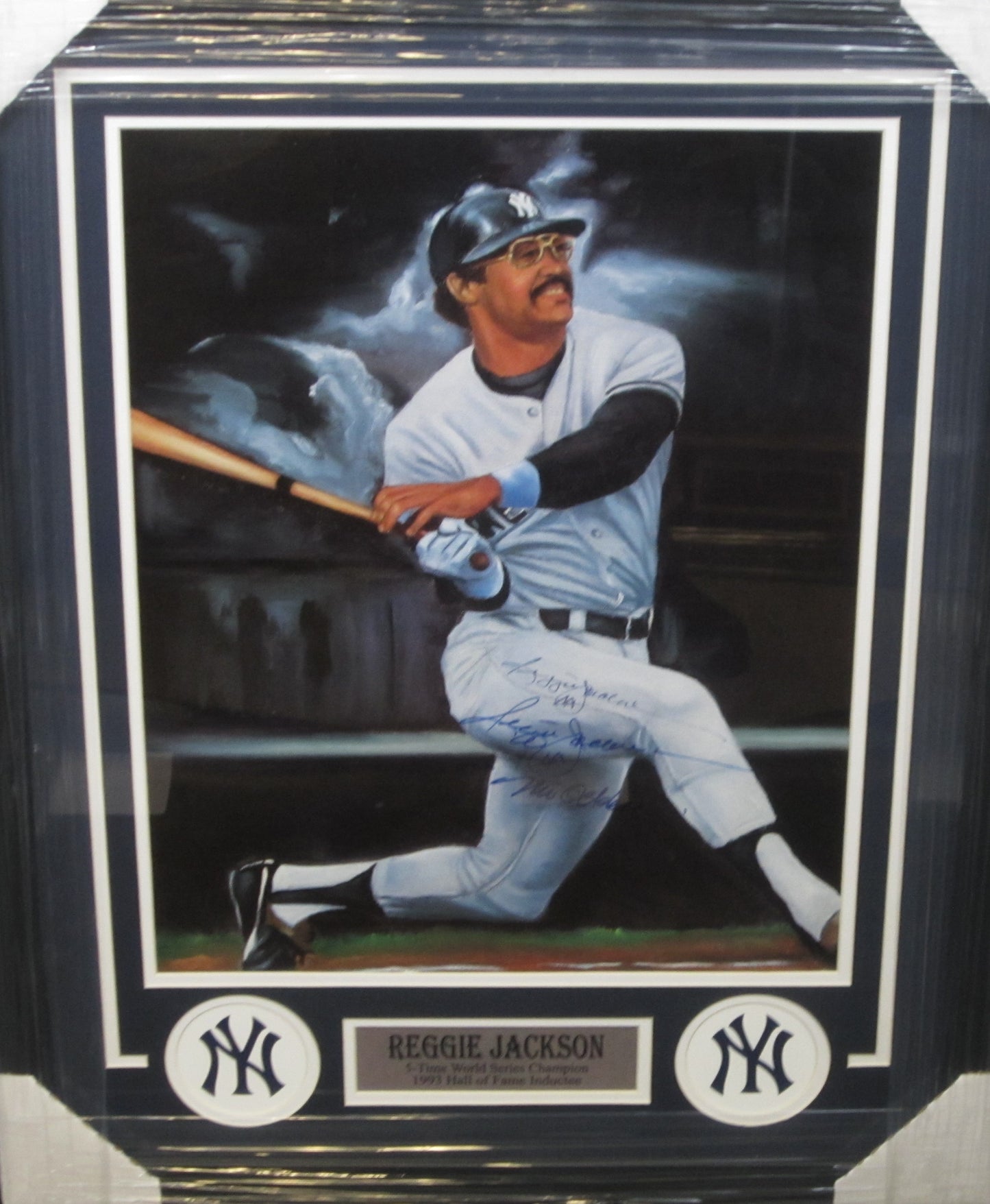 New York Yankees Reggie Jackson Hand Signed Autographed 16x20 Photo Custom Framed & Matted with CAS COA