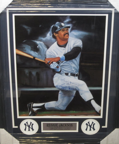 New York Yankees Reggie Jackson Hand Signed Autographed 16x20 Photo Custom Framed & Matted with CAS COA