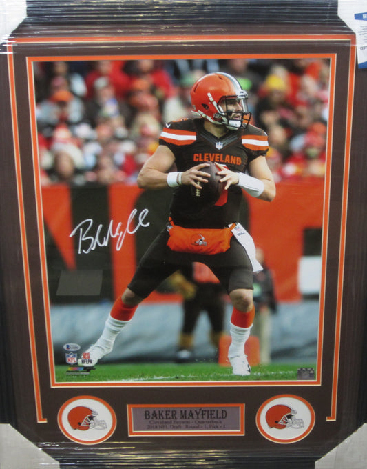 Cleveland Browns Baker Mayfield Hand Signed Autographed 16x20 Photo Framed & Matted with BECKETT COA