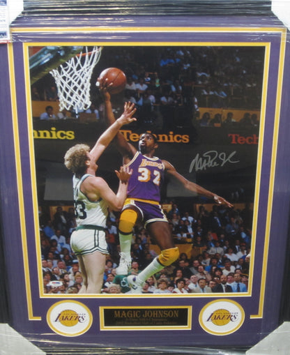 Los Angeles Lakers Magic Johnson Hand Signed Autographed 16x20 Photo Custom Framed & Matted with PSA COA