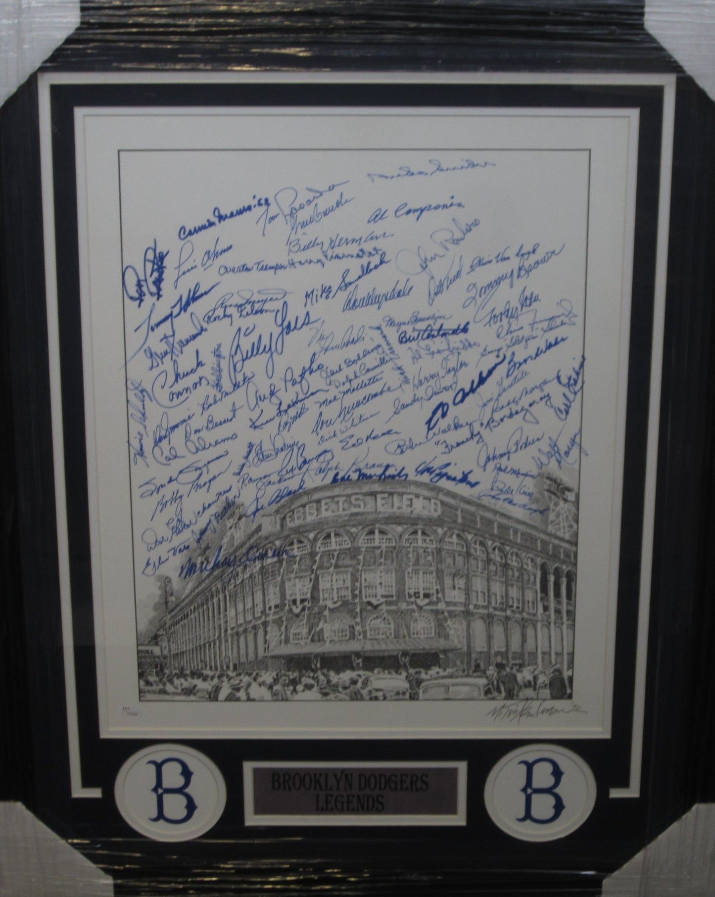 Brooklyn Dodgers Hall of Famers & Stars Multi Hand Signed Autographed 16x20 Photo Custom Framed & Matted with JSA COA