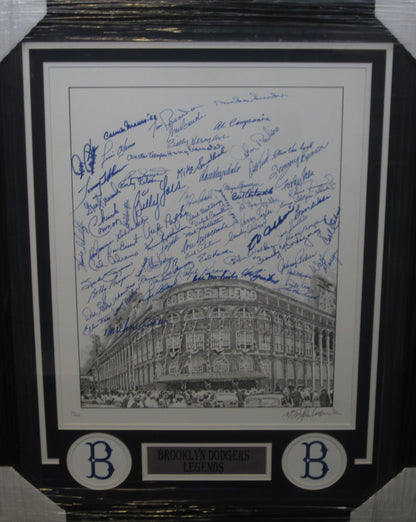 Brooklyn Dodgers Hall of Famers & Stars Multi Hand Signed Autographed 16x20 Photo Custom Framed & Matted with JSA COA