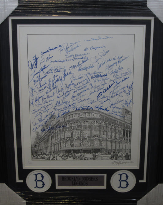 Brooklyn Dodgers Hall of Famers & Stars Multi Hand Signed Autographed 16x20 Photo Custom Framed & Matted with JSA COA