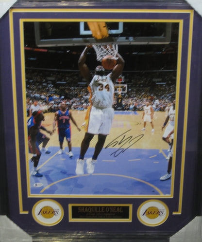 Los Angeles Lakers Shaquille O'Neal Hand Signed Autographed 16x20 Photo Custom Framed & Matted with BECKETT COA