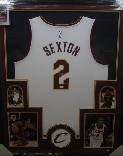 Cleveland Cavaliers Collin Sexton Hand Signed Autographed Custom White Jersey Framed & Matted with Player & JSA COA