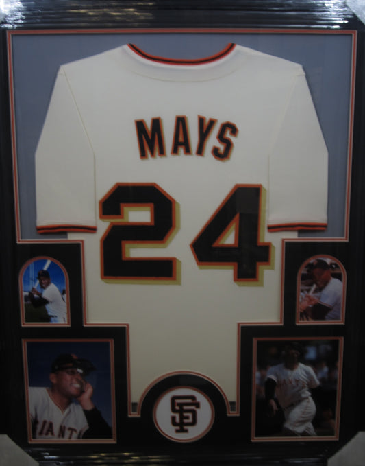San Francisco Giants Willie Mays Hand Signed Autographed Custom White Jersey Framed & Matted with COA