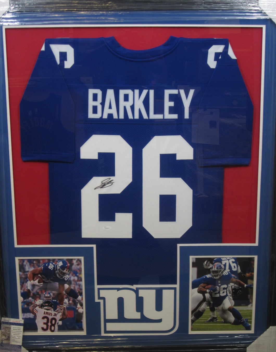 New York Giants Saquon Barkley Signed Jersey Framed & Matted with JSA COA