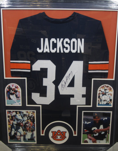 Auburn University Tigers Bo Jackson Hand Signed Autographed Custom Navy Jersey Framed & Matted with JSA COA