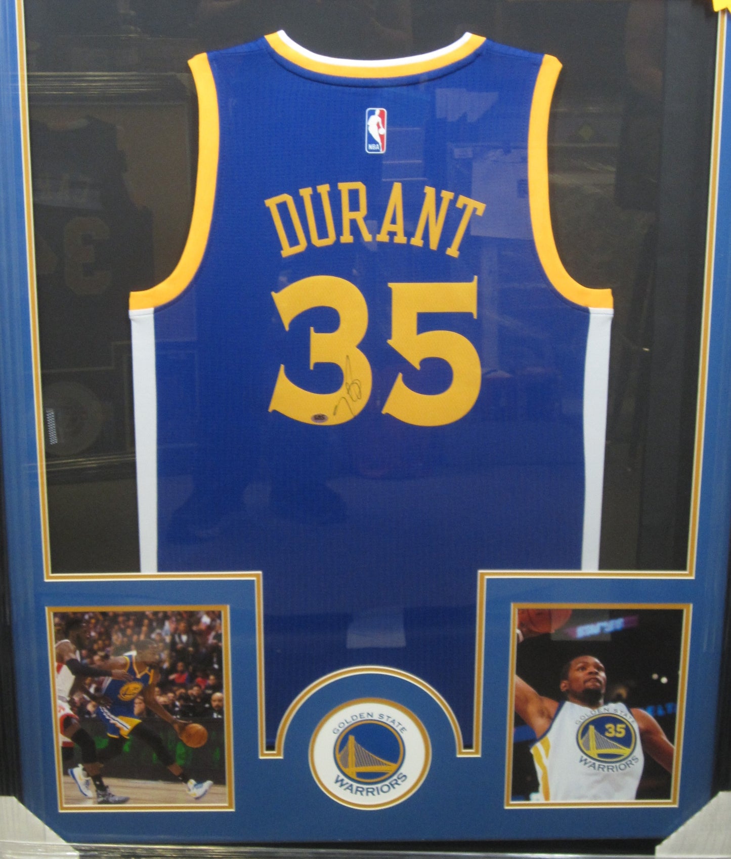 Golden State Warriors Kevin Durant Hand Signed Autographed Authentic Blue Jersey Framed & Matted with CAS COA